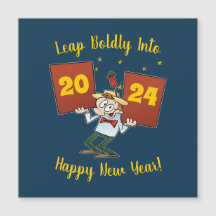 Leap Boldly Into 2024 New Year Celebration Cartoon