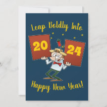 Leap Boldly Into 2024 New Year Celebration Cartoon