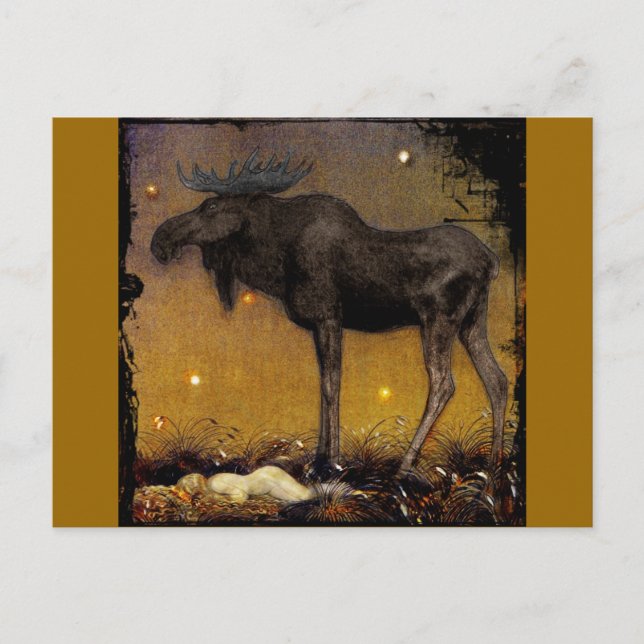 Leap Elk Princess Cotton Asleep Postcard (Front)