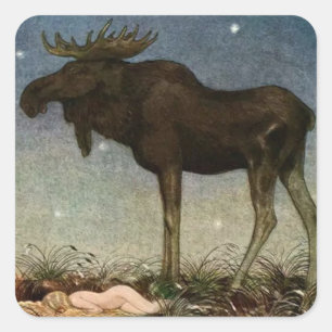 “Leap Finds the Sleeping Princess” by John Bauer Square Sticker