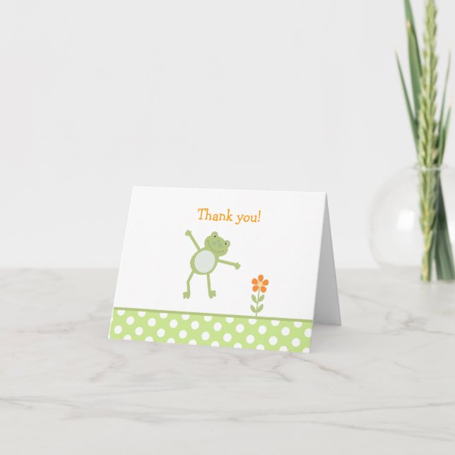 LEAP FROG FROGGY GREEN Folded Thank you note Card (Front)