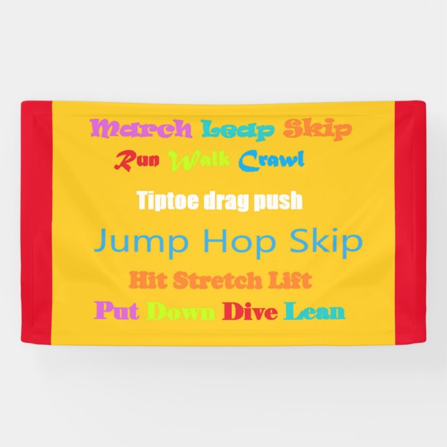 Leap Hop Skip Lean Text design mixed colours       Banner (Horizontal)
