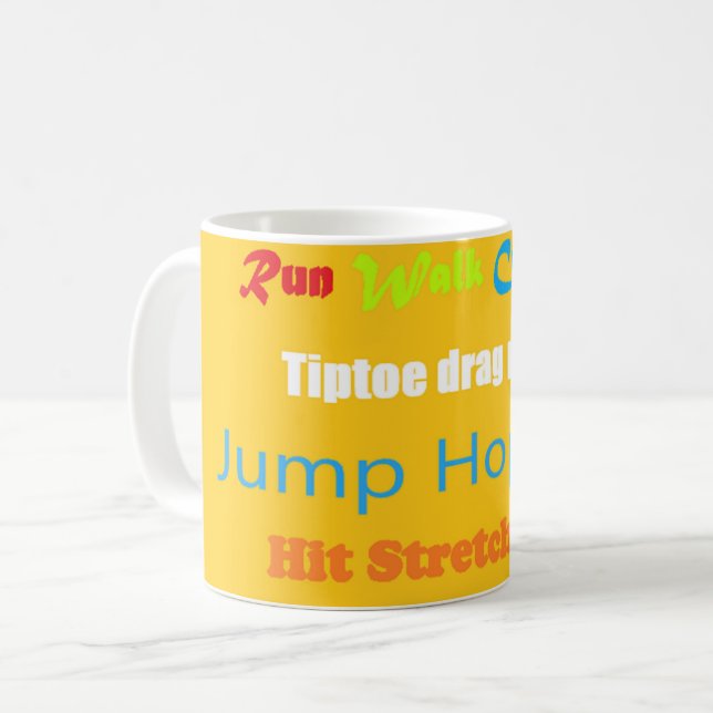 Leap Hop Skip Lean Text design mixed colours       Coffee Mug (Front Left)