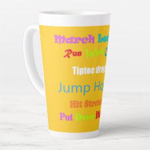 Leap Hop Skip Lean Text design mixed colours Latte Mug