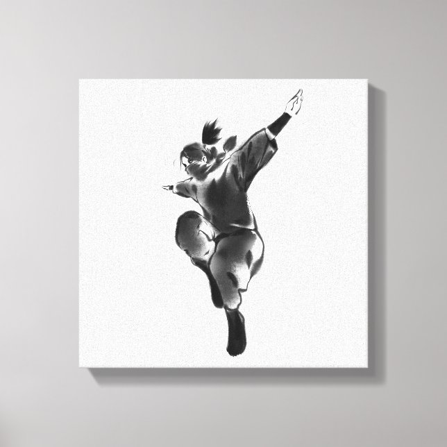 Leap of Freedom – Minimalist Dynamic Silhouette Canvas Print (Front)