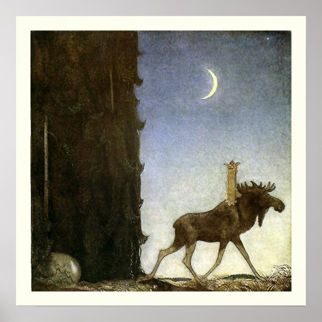 Leap the Elk and Princess Tuvstarr by John Bauer Poster (Front)
