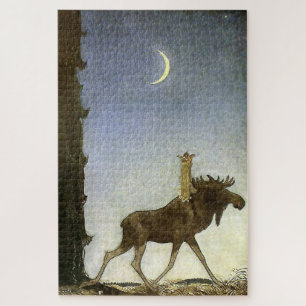 “Leap the Elk” Watercolor by John Bauer Jigsaw Puzzle