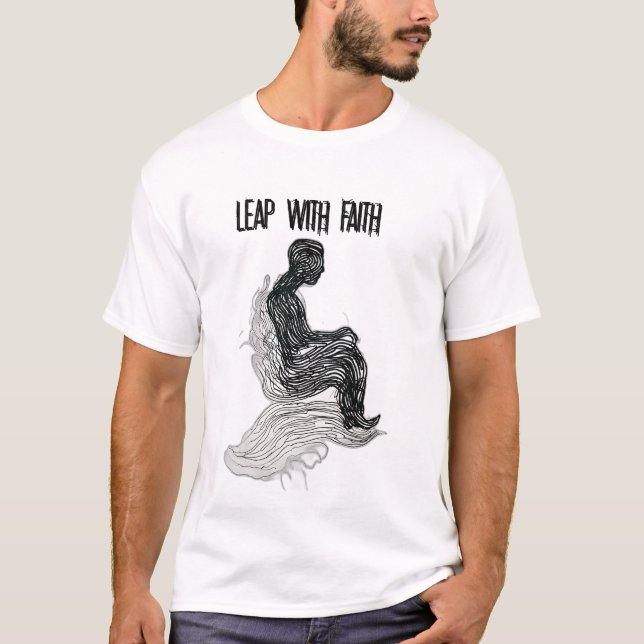 Leap with Faith - Minimalist Wave-Style Art T-Shirt (Front)