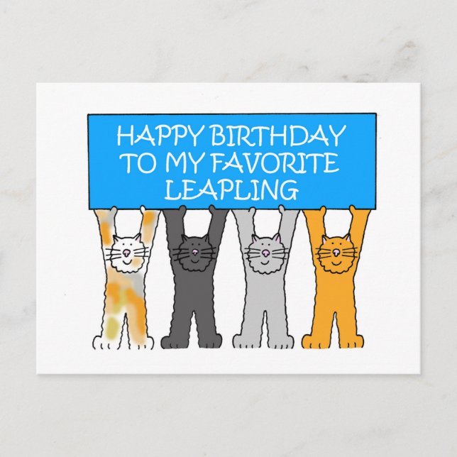 Leap Year Birthday American Spelling Postcard (Front)