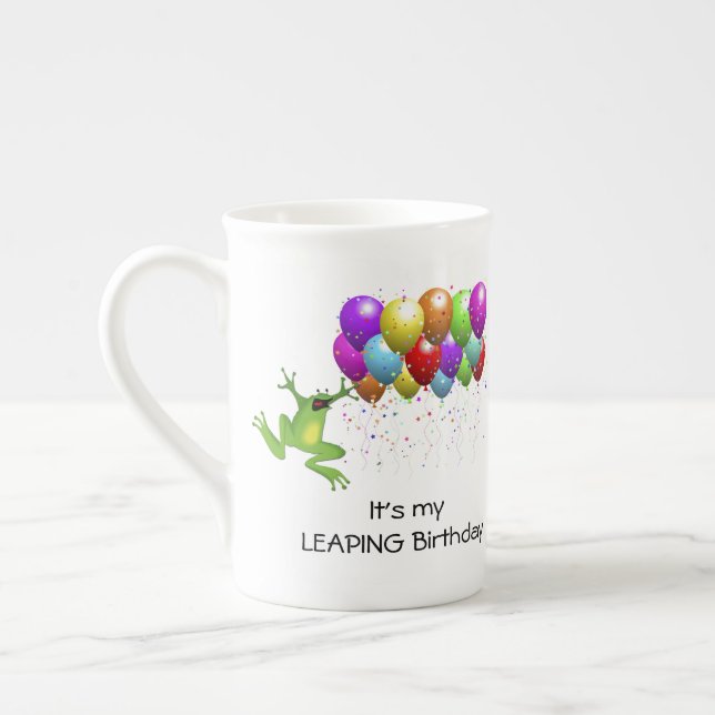 Leap Year Birthday Bone China Mug (Left)