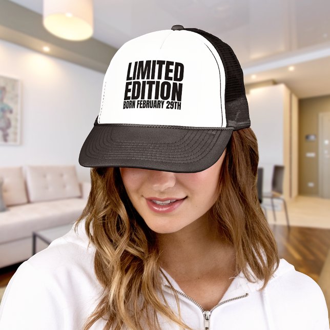 Leap Year Birthday Born February 29 Leap Day Trucker Hat (Leap into style with our Leap Day cap – the perfect accessory to celebrate the extra day with flair!)