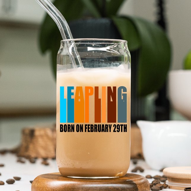 Leap Year Birthday Born February 29 Leapling Can Glass (Celebrate Leap Day with our unique drinking glass, a reminder of special moments every four years.)