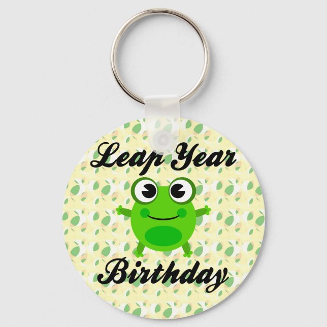 Leap Year Birthday, Cute Frog Key Ring (Front)