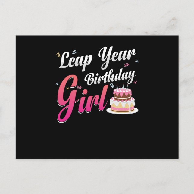 Leap Year Birthday Girl February 29 Birthday Gift Postcard (Front)