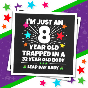 Leap Year Birthday Party 32nd Birthday Leap Day Napkin