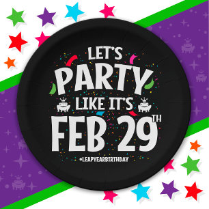 Leap Year Birthday Party Feb 29th Leaper Leap Day Paper Plate