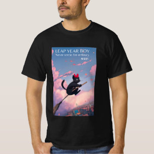 Leap year boy never settle for ordinary Cat flying T-Shirt