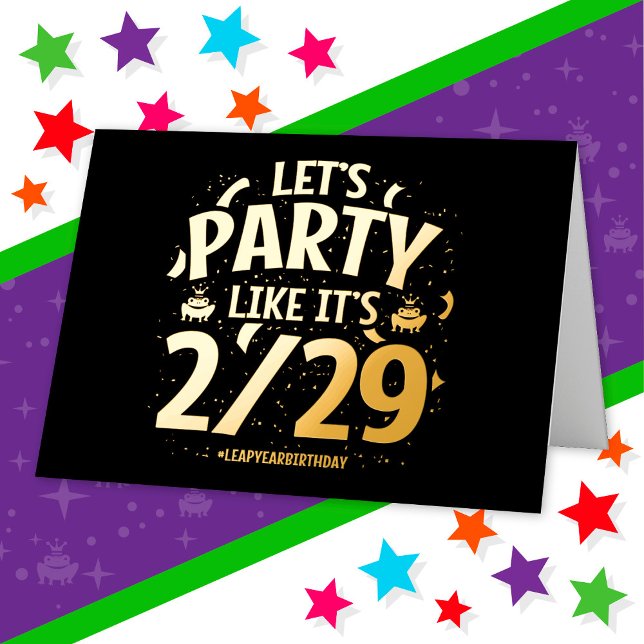 Leap Year Leap Day Party Feb 29th Birthday Foil Greeting Card (Creator Uploaded)