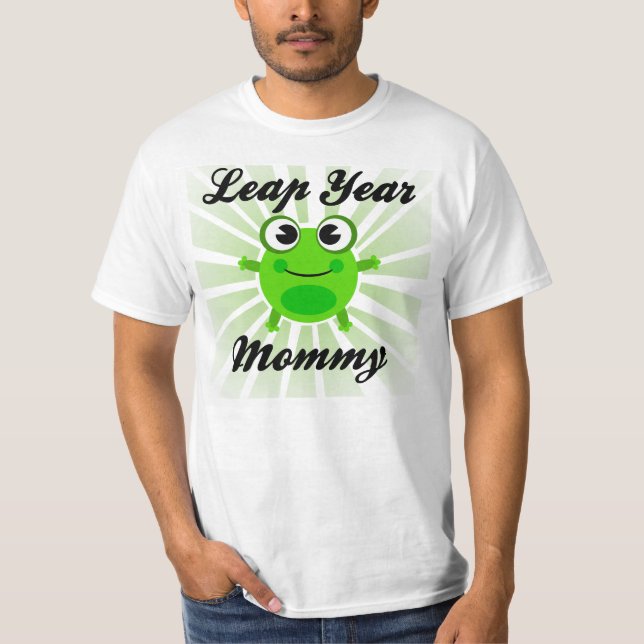 Leap Year Mummy, Cute Green Frog T-Shirt (Front)