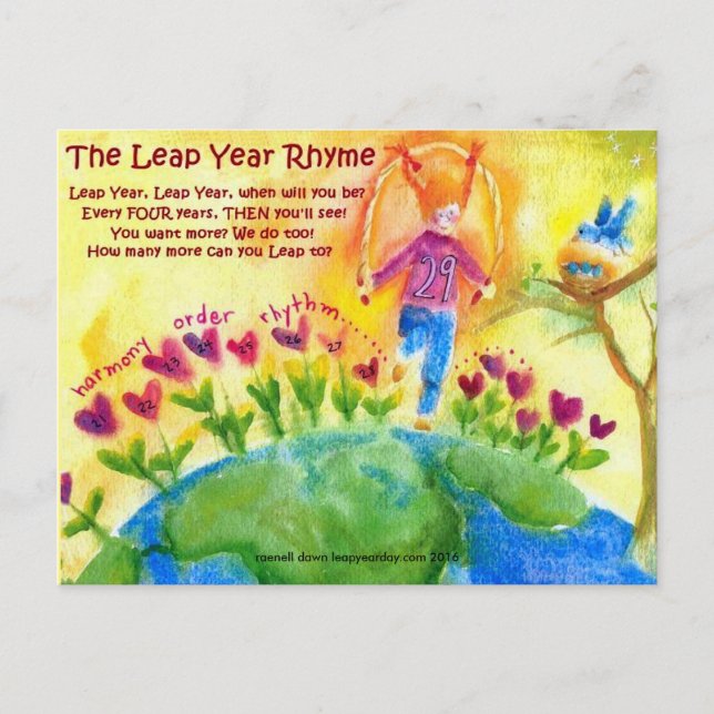 LEAP YEAR RHYME POSTCARD (Front)