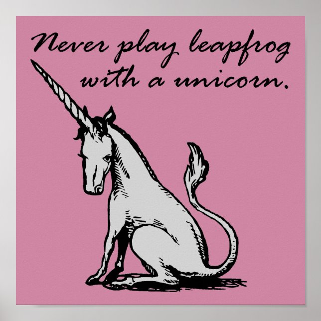Leapfrog With A Unicorn Funny Poster Sign (Front)