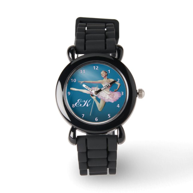 Leaping Ballerina on Blue, Monogram Watch (Front)