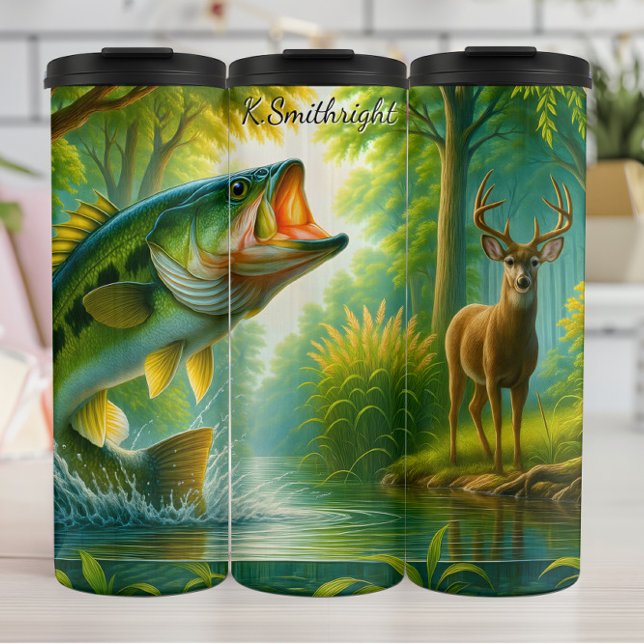 Leaping Bass Deer Forest Hunt Thermal Tumbler (Creator Uploaded)