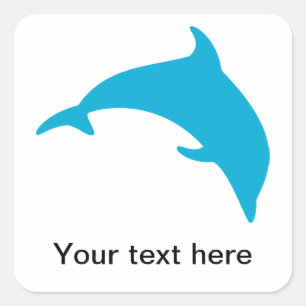 Leaping Blue Dolphin Silhouette Square Sticker