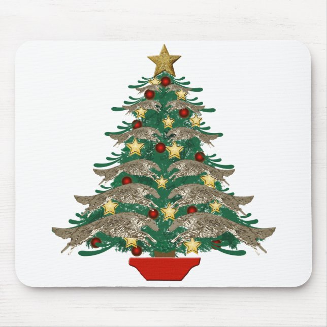 Leaping Borzoi Christmas Tree Mouse Mat (Front)