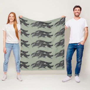 Leaping Borzoi Fleece Blanket