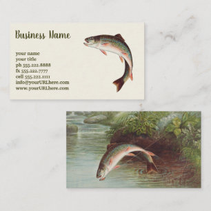 Leaping Brook Trout by S.A. Kilbourne Vintage Fish Business Card