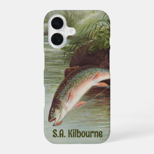 Leaping Brook Trout by S.A. Kilbourne Vintage Fish iPhone 16 Case