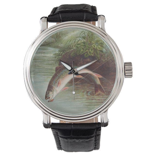 Leaping Brook Trout by Samuel Kilbourne (1874) Watch (Front)