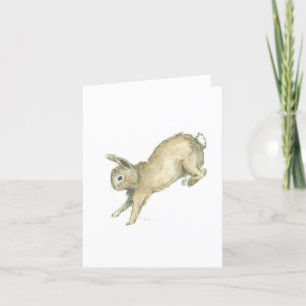 Leaping Bunny Blank Note Card - White