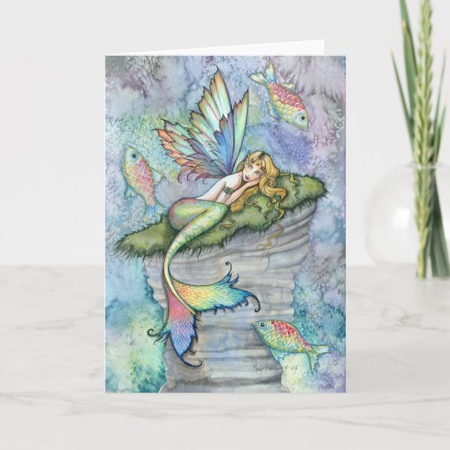 Leaping Carp Mermaid Greeting Card by Molly Harris (Front)