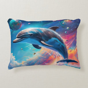 Leaping Dolphin, Fantasy, planets Decorative Cushion