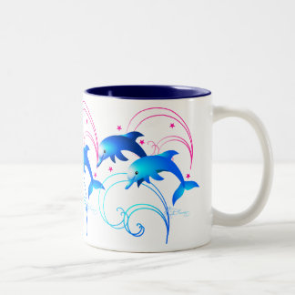 Leaping Dolphins Two-Tone Coffee Mug
