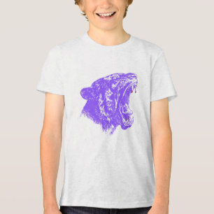Leaping Feline with Paw Print and Claw Marks Tri-Blend Shirt
