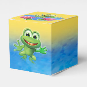 Leaping Frog birthday party cake and favor boxes