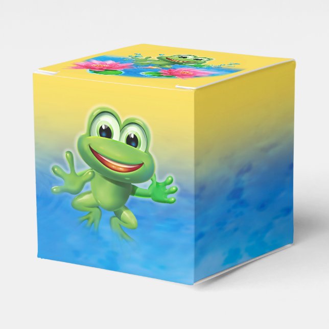 Leaping Frog birthday party cake and favor boxes (Front Side)