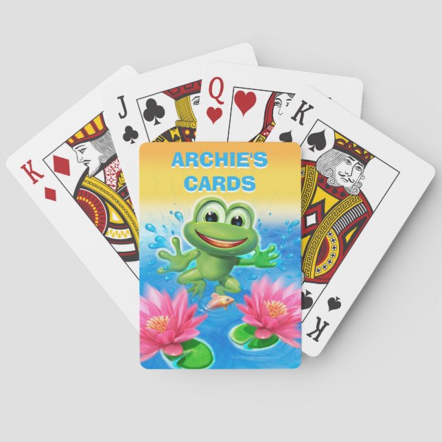 Leaping frog birthday party playing cards (Back)