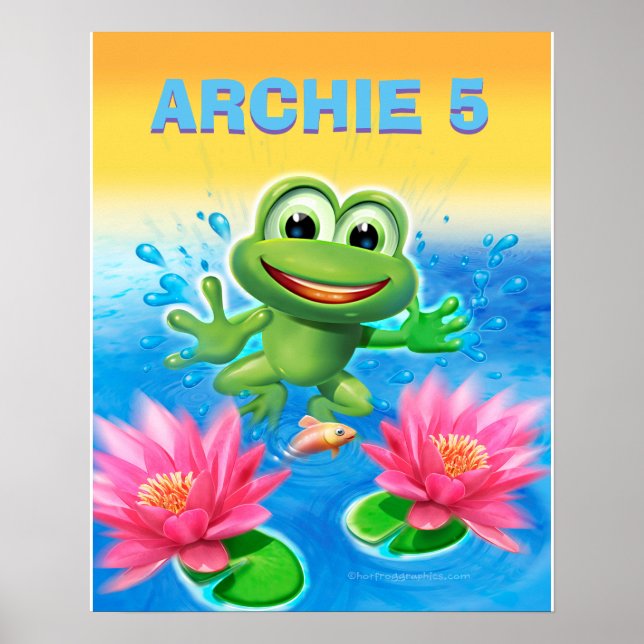 Leaping frog custom birthday party poster (Front)