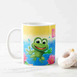 Leaping frog party custom NAME ceramic mug