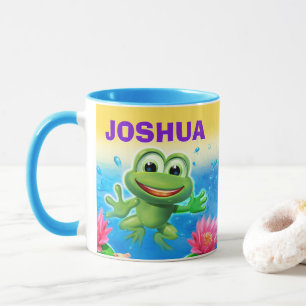 Leaping frog party custom NAME combo mug