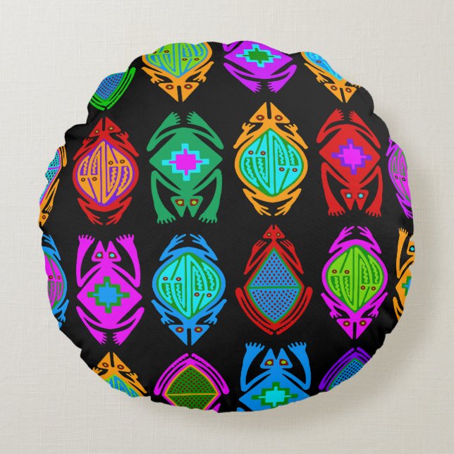 Leaping Frogs Round Cushion (Front)