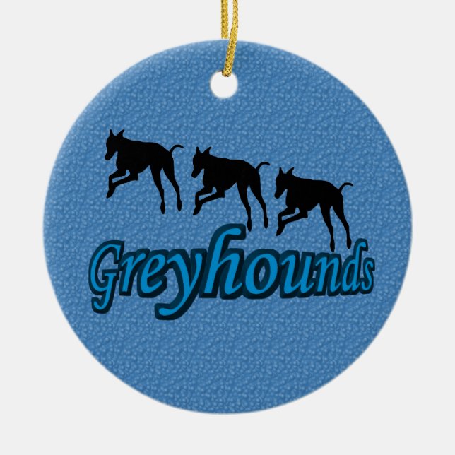 Leaping Greyhound Silhouettes Dog Ornament (Front)