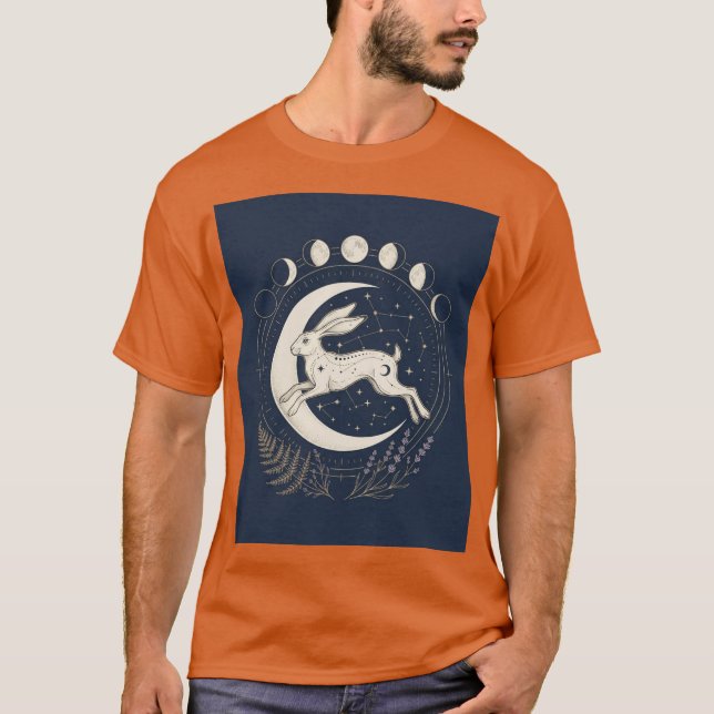 Leaping Hare Crescent Moon Star Chart Tee (Front)