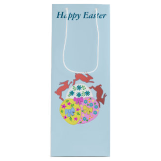 Leaping Hares editable Easter Wine Gift Bag