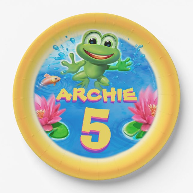 Leaping Hot Frog paper party plate 9 inch (Front)