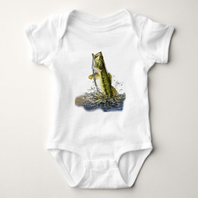Leaping largemouth bass baby bodysuit (Front)